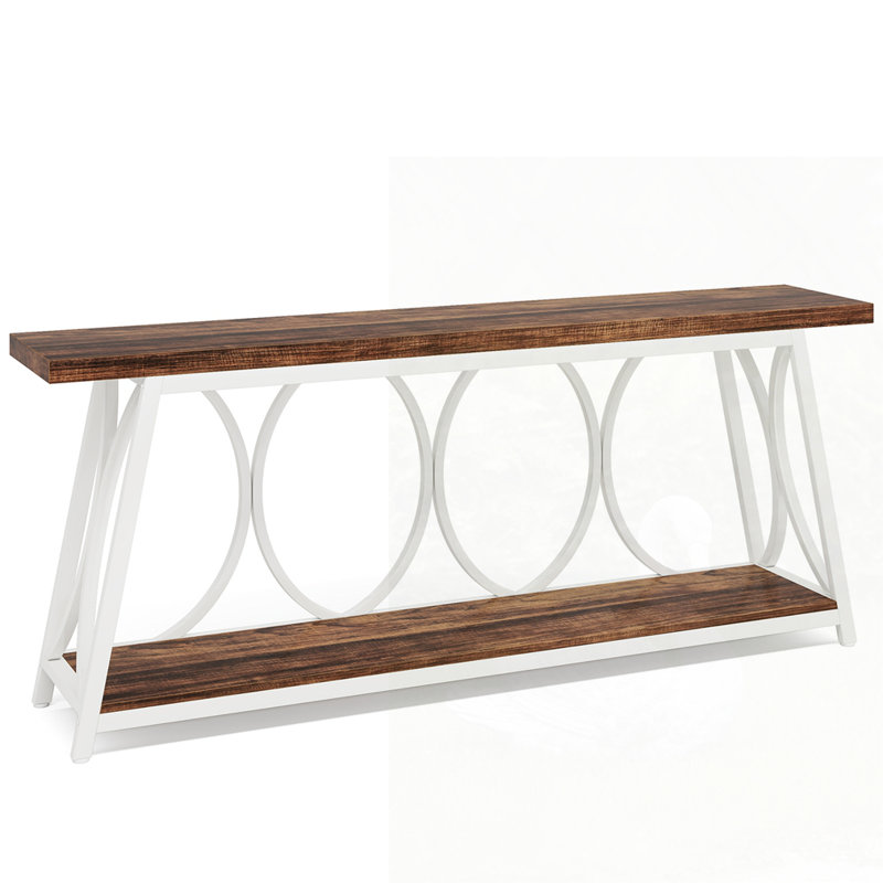 Farmhouse Console Table, White, Brown