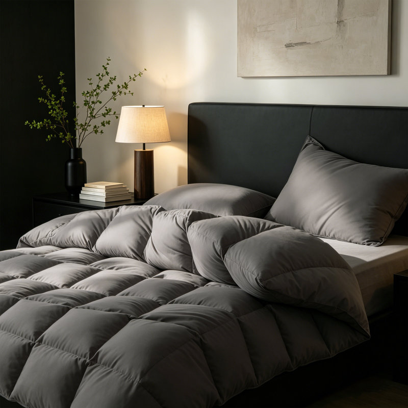 Goose Down Feather Comforter – Hypoallergenic, 100% Cotton Cover, Hotel Luxury All-Season Duvet Insert, Oversized King
