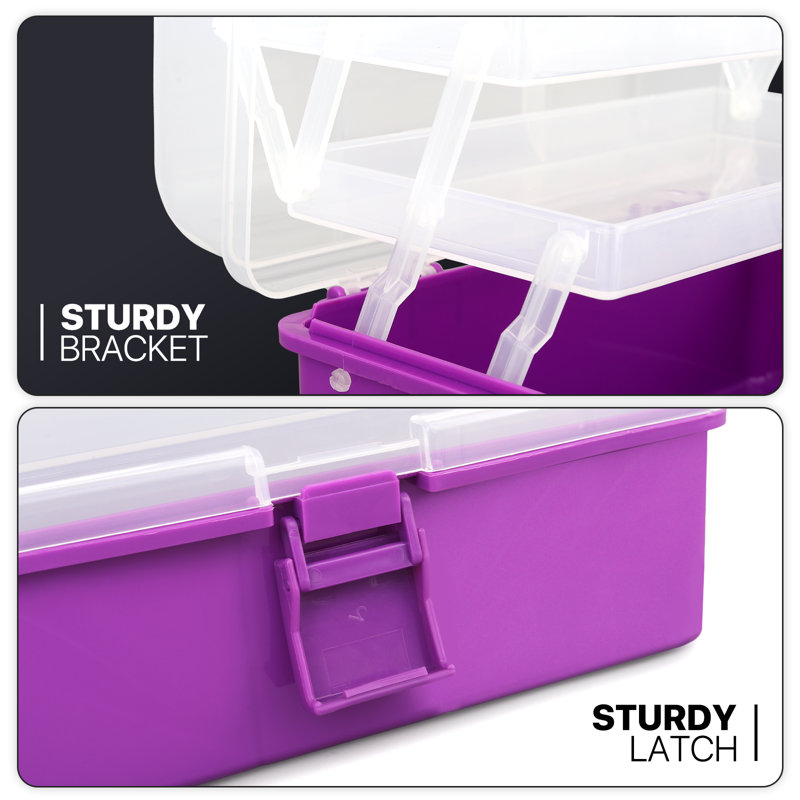 3-Layer Plastic Storage Box Craft Organizer Toolbox Utility Box For First Aid, Sewing Kit, Hardware, Pink