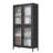4-Shelves Metal Side Cabinet With Waffle-Grids Glass Doors For Bedroom File Office --2061589774