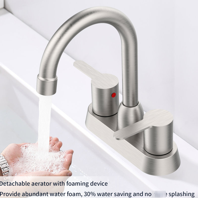 Modern Bathroom Sink Faucet - 1.8 Lb Package Weight Stainless Steel Handle 2 Handles Brushed Nickel Rv Use Easy Install Solid Brass Plastic Body No Batteries Required Installation