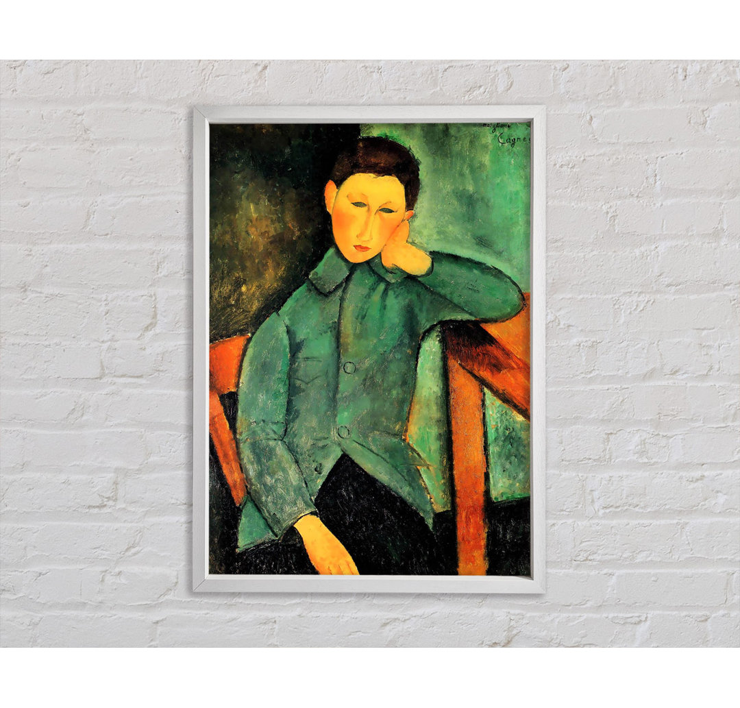 Modigliani Boy In A Blue Jacket - Einzelner Bilderrahmen Kunstdrucke auf Leinwand