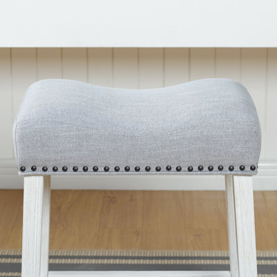 Upholstered Backless Saddle Seat Counter Stools " Height Set Of ,