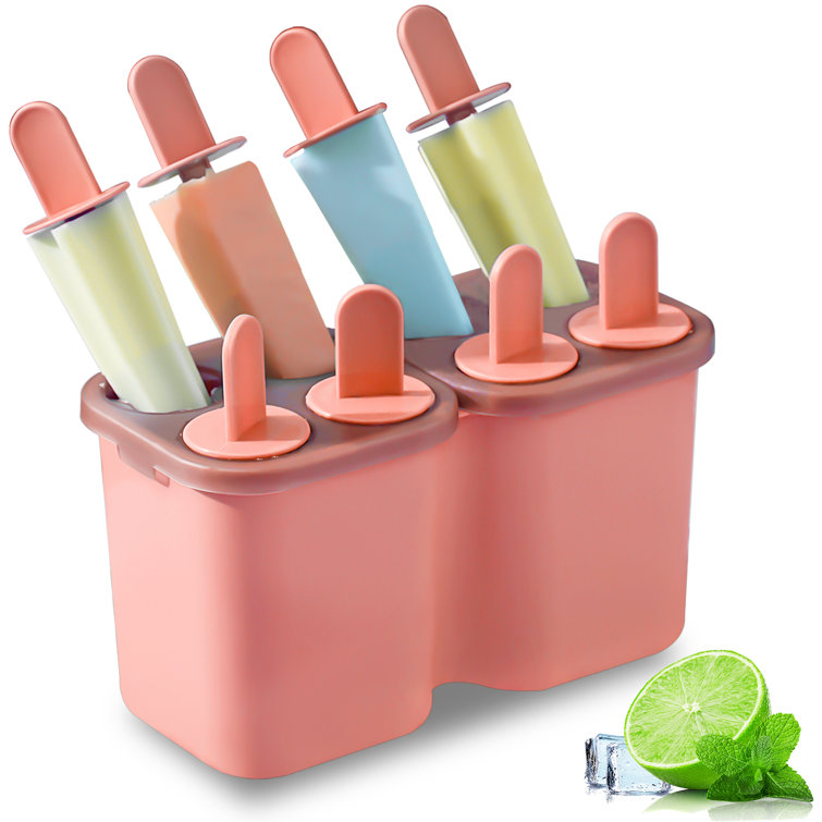 COOLLA 3pcs Popsicle Molds with Lid,Ice Cream Bar Mold DIY Ice Cream Maker Cute Palm Pineapple Fruit Shape (Pink)