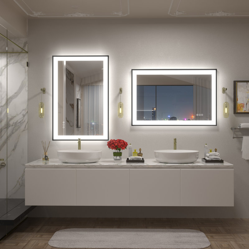 Aevar UL Certified Front & Back LED Anti-Fog Tempered Glass Framed Bathroom/Vanity Mirror with 3-Year Warranty, 36" x 24"