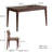 Black walnut dining table and chair combination 4 - Person Walnut Solid Wood Top Four Leg Base Dining Set-101005137