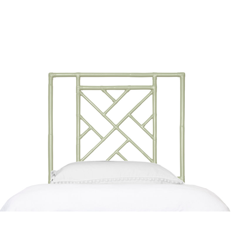 Cowden Geometric Rattan Headboard, Twin, Celery Green