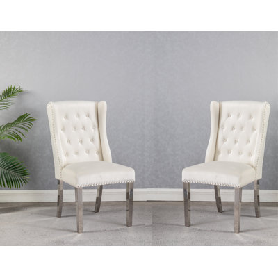 CHAISES DE TISSU DE COULEUR BEIGE FILA AVEC PIEDS ET POIGNÉES EN CHROMÉ (2 PAR BOÎTE)