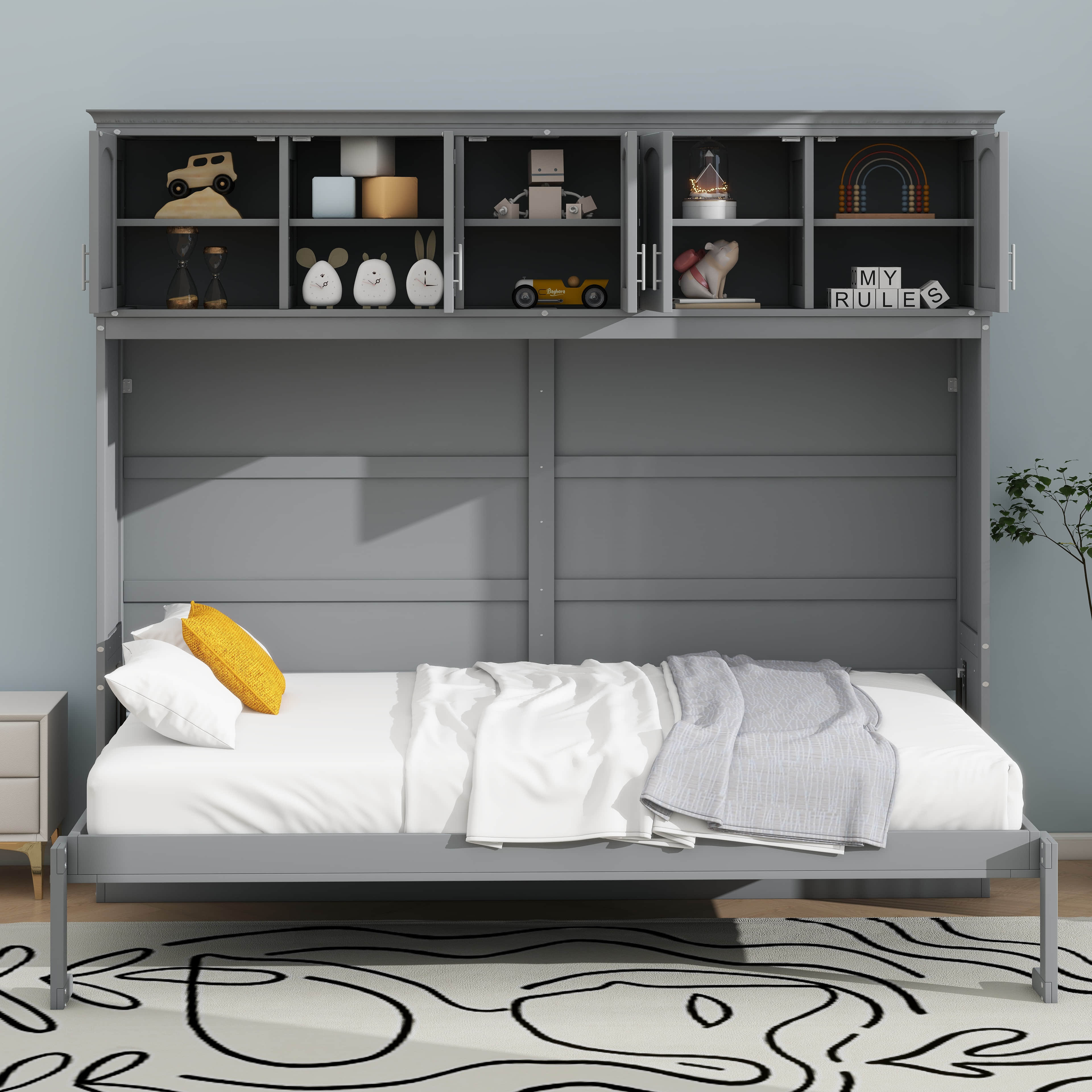 Red Barrel Studio A Queen-Sized Murphy Bed With Upper Cabinets ...