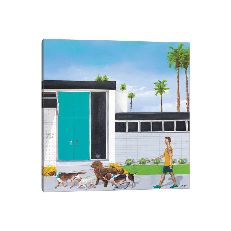 Dog Walker by Dan Nelson - Wrapped Canvas Painting, 30.48 cm H x 30.48 cm W