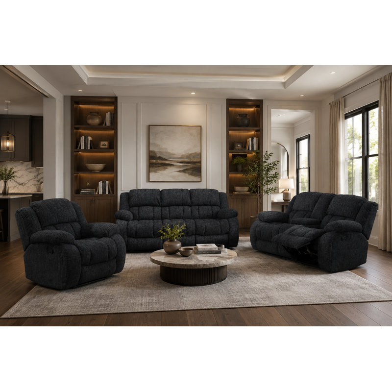 Causeuse inclinable avec accoudoirs 71 po, 100 % polyester gris