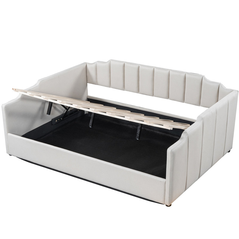 Upholstered Daybed With Underbed Storage, Full Size In White - & Versatile Platform Bed For A Practical Bedroom Daybed, Storage Space And
