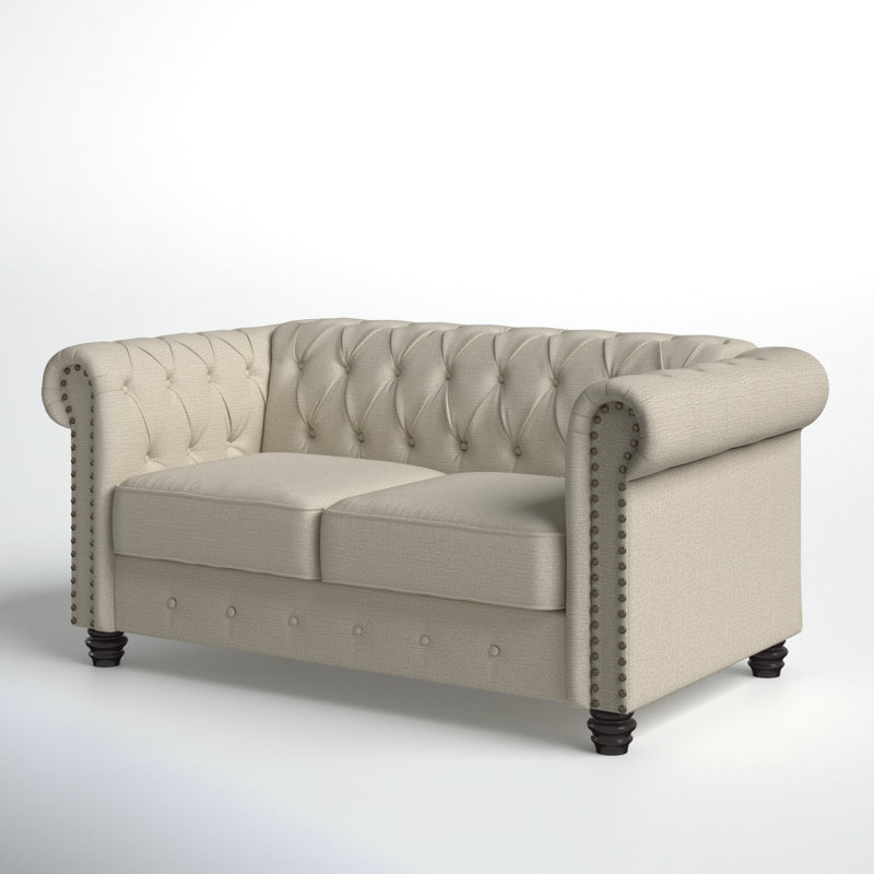 Leite Upholstered 61'' Loveseat, Beige Linen Blend
