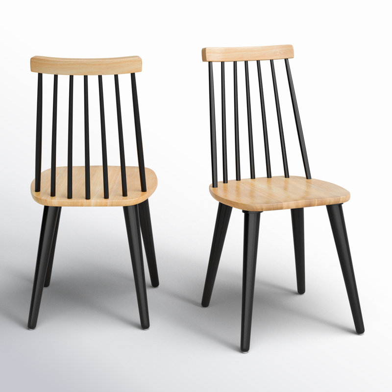 Chaise d'appoint en bois massif Rolde, Naturel/noir
