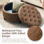 Dimitrika 30'W Faux Leather Tufted Round Storage Ottoman-679353211