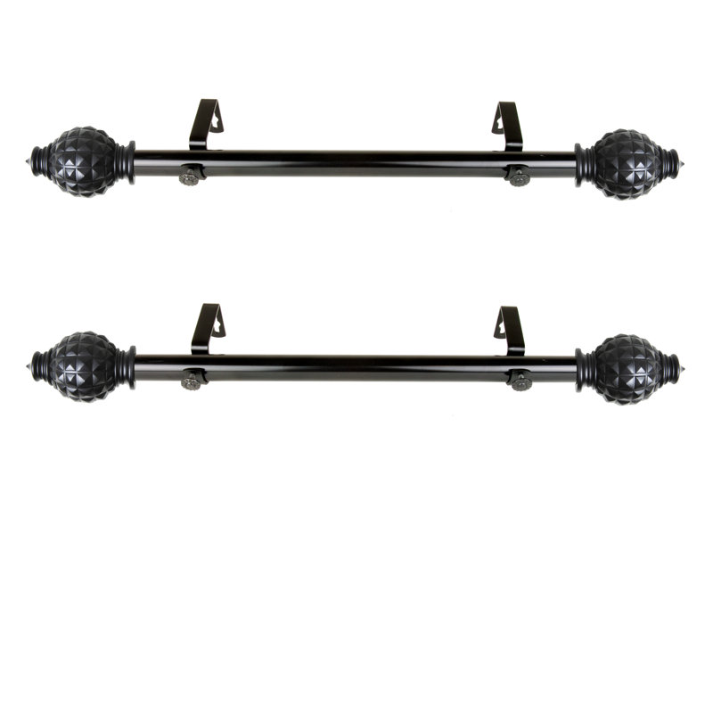 Baudette Steel Adjustable Single Curtain Rod, Black