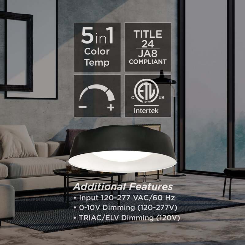 Raihana Acrylic LED Flush Mount, Black/Gold