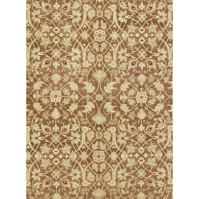 Wool Oriental Area Rug in Chocolate/Fawn, Rectangle 9' x 12'