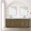 Meuble-lavabo double bleu 84 po X P 22 po D, dessus en marbre de Carrare et ensemble de robinet-117825182