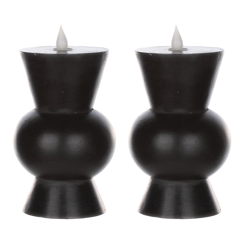 Unscented Flameless Pillar Candle, 6.75" H x 3.5" W x 3.5" D, Black