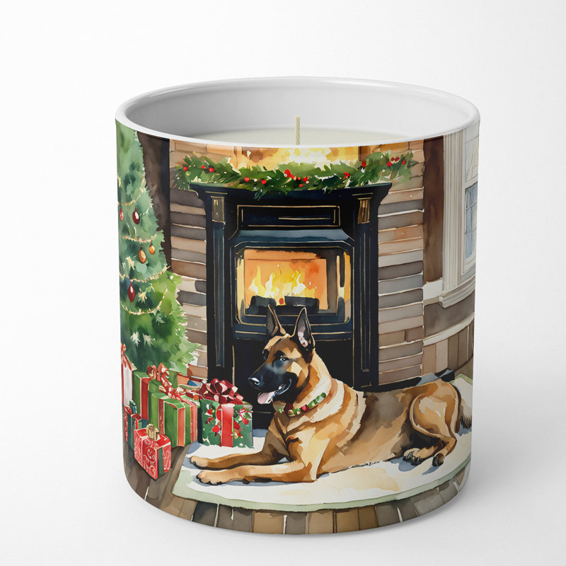 Bougie parfumée pour arbre de Noël avec support en céramique 