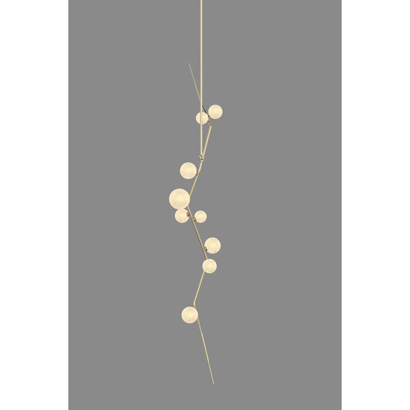 Lustre suspendu en laiton 12 lumières, H 16 po x l 22 po x P 8 po, Or, Blanc