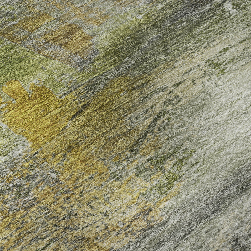 Premium Machine Washable Mayfield AMF2039 Abstract Rug, Olive, 5' x 7'6"