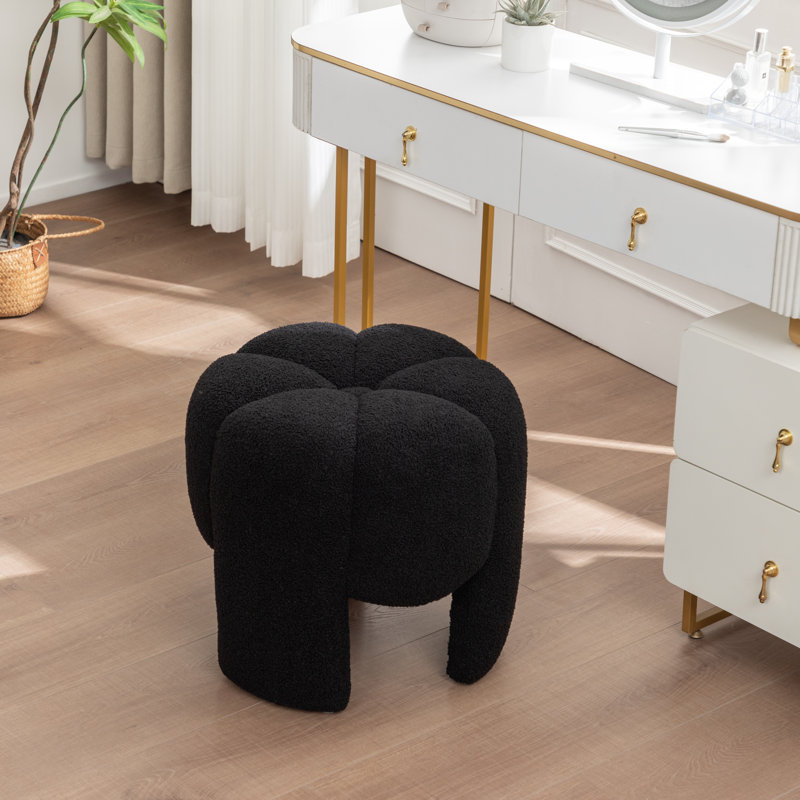Fauteuil de maquillage en fausse fourrure, Noir