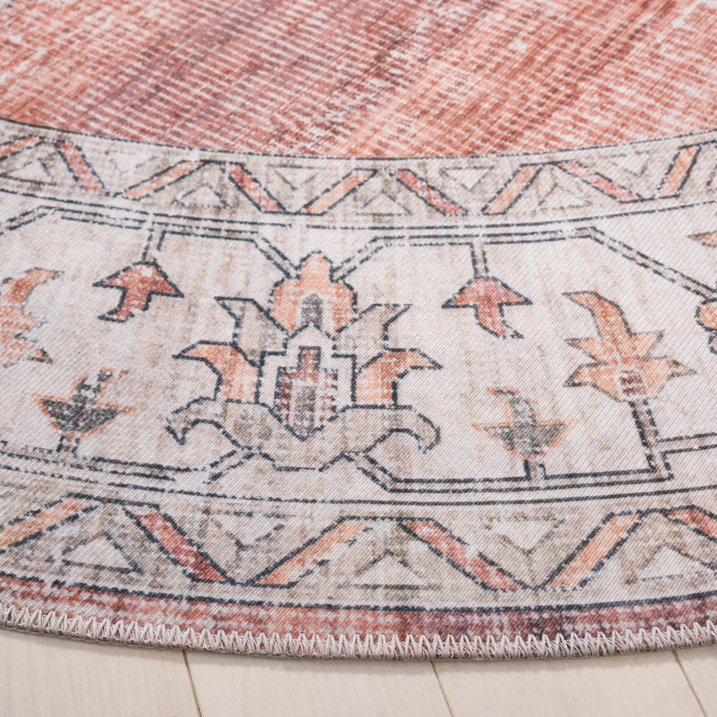 Maritess Machine Washable Southwestern Rug, Round 6'