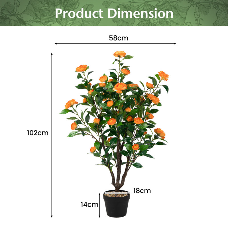 102cm Faux Flowering Tree in Cement Pot