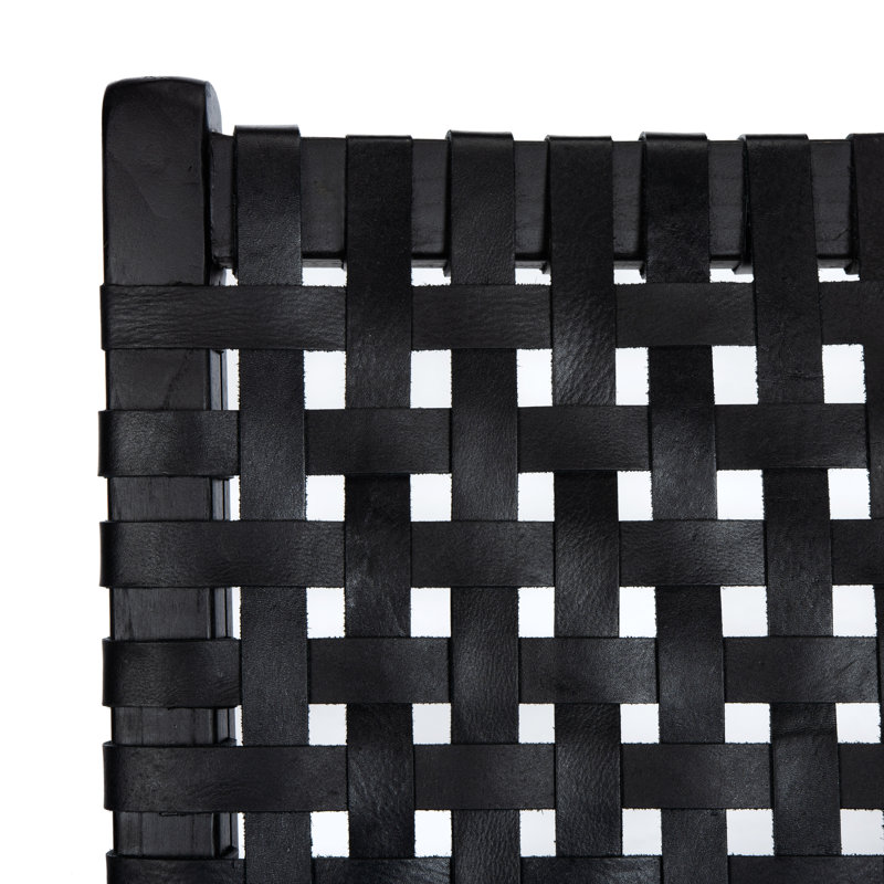Chaise d'appoint en cuir Denman, Cuir véritable noir