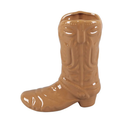 8.5" Ivoryceramic Cow Girl Boot Vase