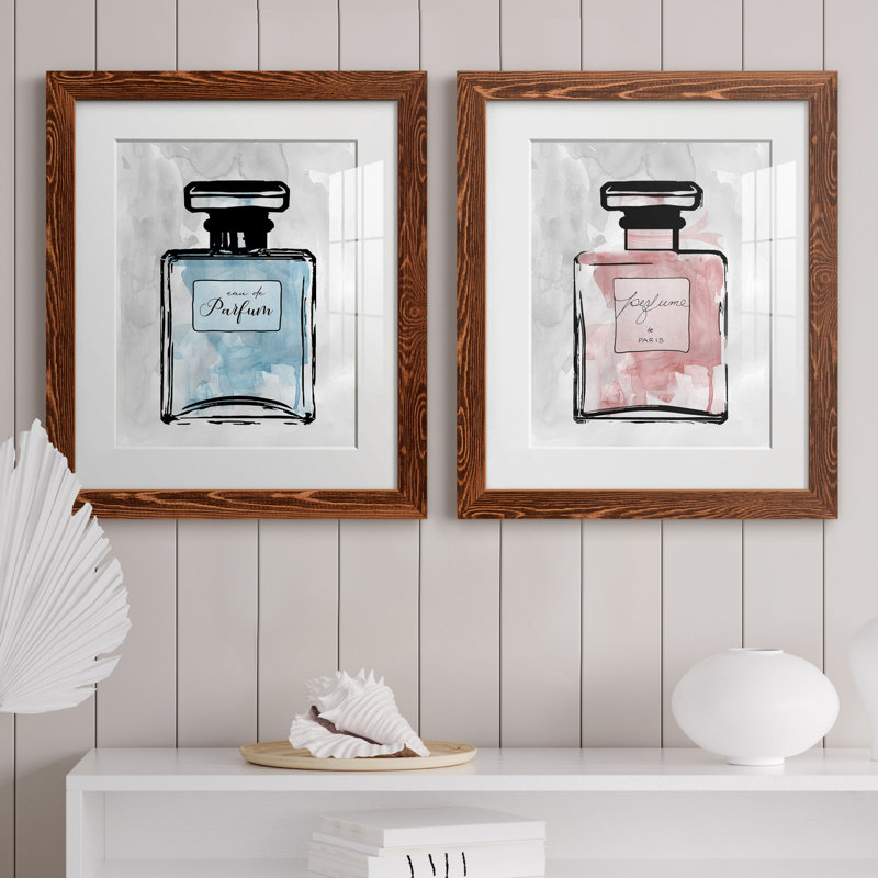 «Blue Wash Perfume», ensemble de 2 reproductions d'art, H 24 po x l 36 po x P 1,5 po, Papier avec cadre érable, Blanc