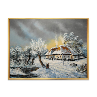 Winter Winter Village Landcape II - peinture sur toile