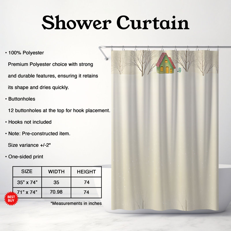 Cozy Icicles - Rideau de douche Premium, L 71 po x L 74 po