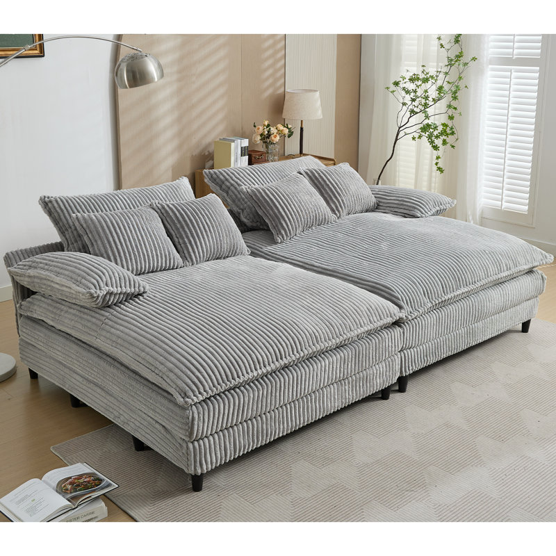 Corduroy Oversized Lounge Chaise Sofa Bed, 2, Green