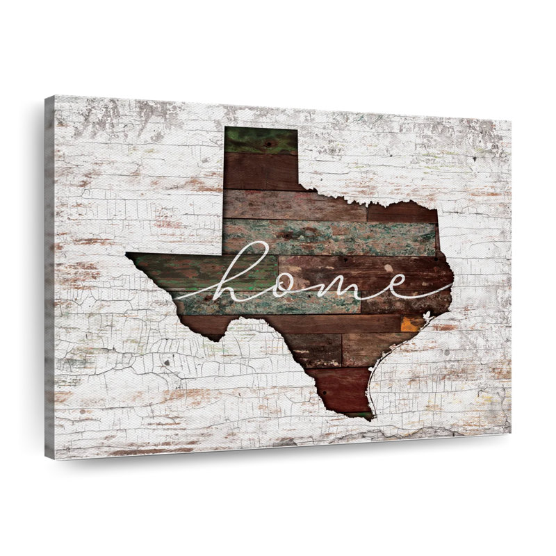  Texas Home Map, reproduction sur toile, H 8 po x l 10 po 