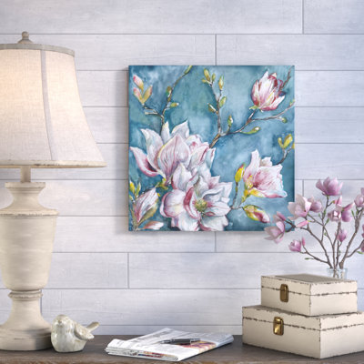 « magnolia on blue 2 », reproduction sur toile tendue