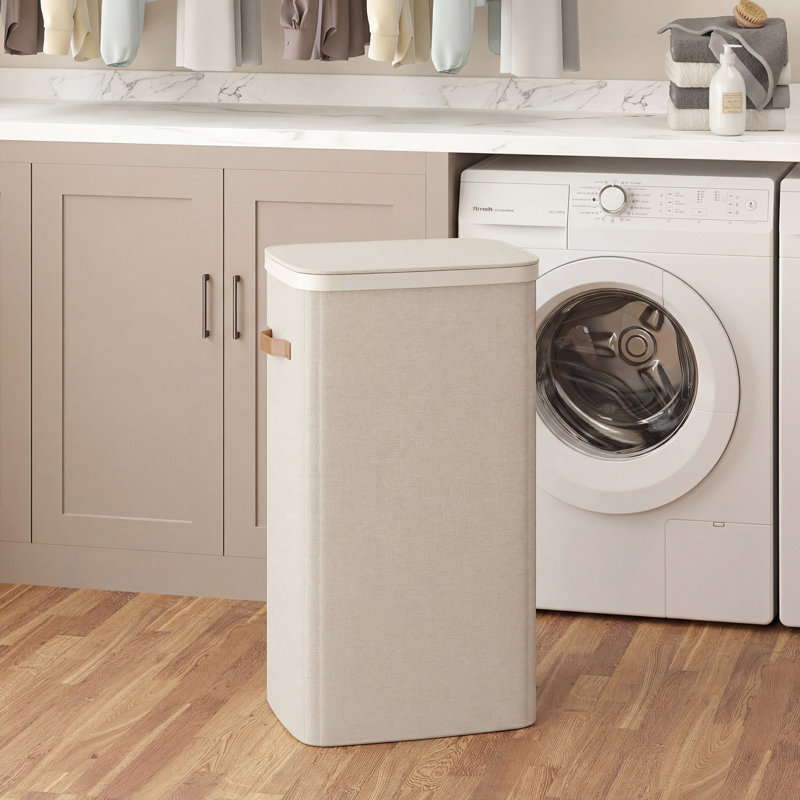Laundry Basket, 26.4 Gal. Laundry Hamper, Easy Assembly, With Lid And Handles, Removable Liner, 16.5 X 12.6 X 29.5 Inches