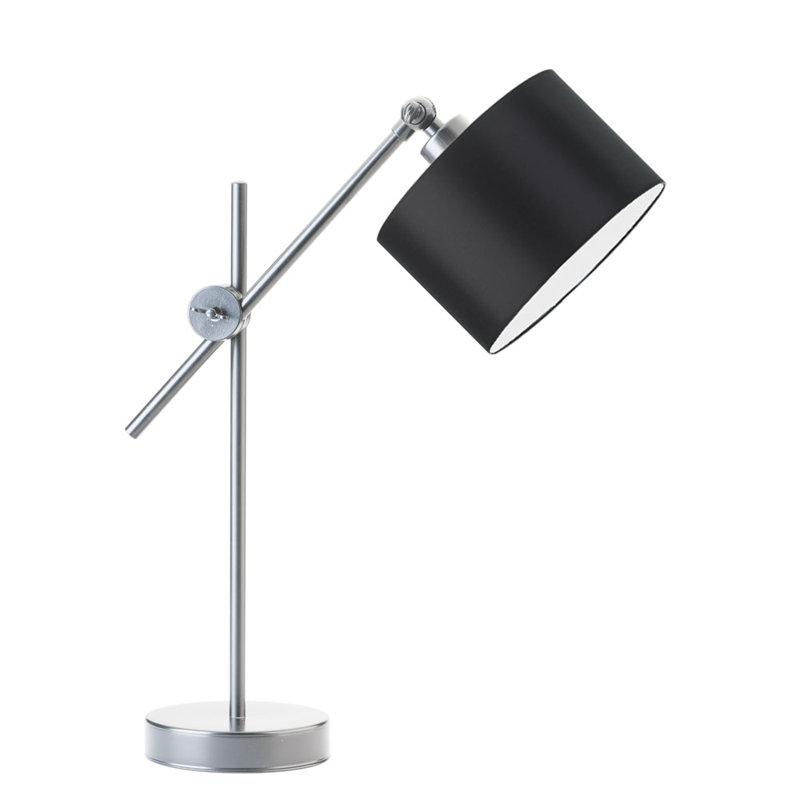 Gartha Adjustable Metal Desk Lamp, Black, Silver