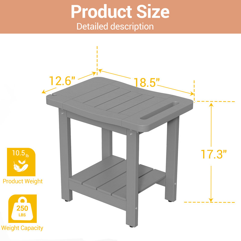 Patio Weather Resistant Shower Benches, Gray