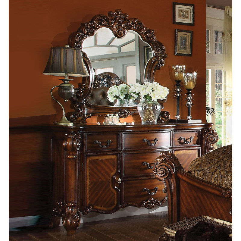 Commode combinée 5 tiroirs avec miroir Ryles, Cerisier