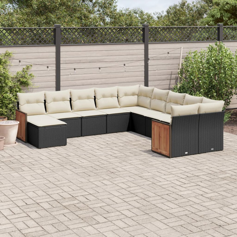 Ensemble de canapé de jardin Vidaxl noir, blanc crème