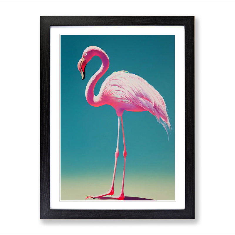 Solo Flamingo - Framed Print, Black, 64cm H x 46cm W x 2cm D