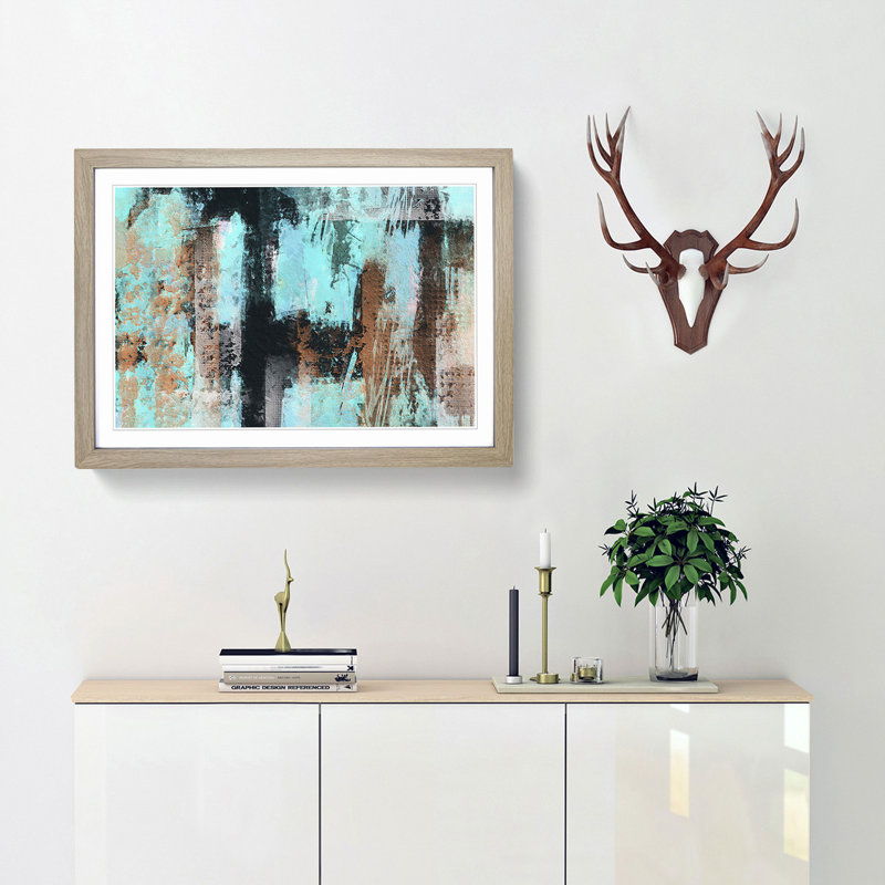 Abstract Vol.175 by S.Johnson - Single Picture Frame Painting, Oak Framed, 24cm H x 33cm W x 2cm D