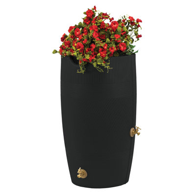 Good Ideas 50 Gallons Plastic Drainable Dual Overflow Planter Rain Barrel
