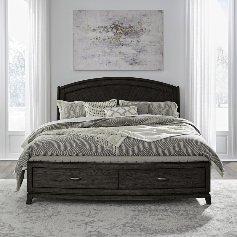 Drelan Panel Bedroom Set, King,  4 Pieces: Bed; Mirror; Dresser; Chest, Dark Brown