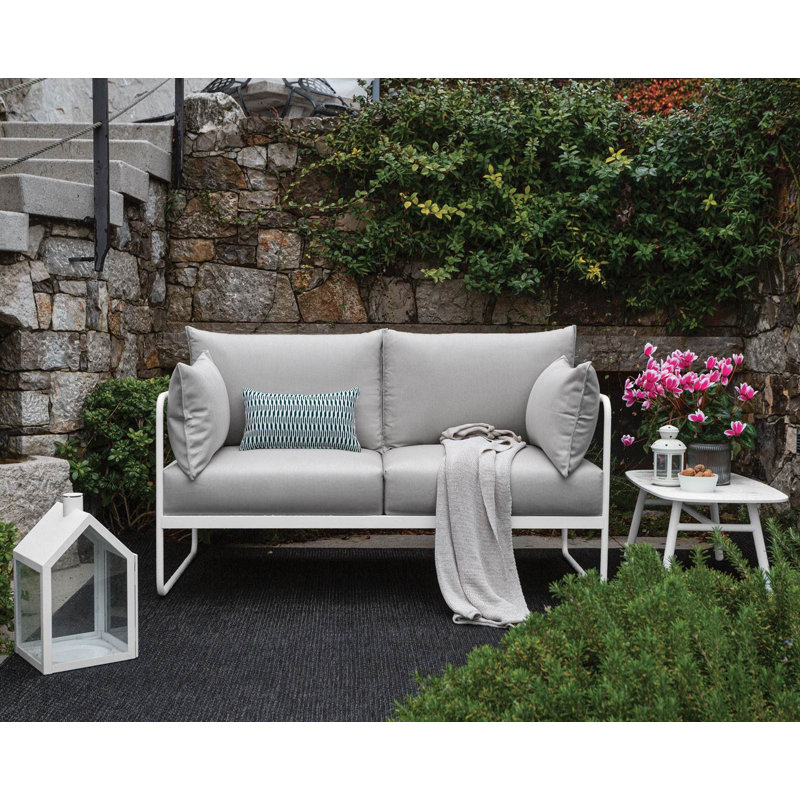 Yo Outdoor Coffee Table with Ceramic Top and Aluminum Frame, Porphyry Brown/Matt Optic White