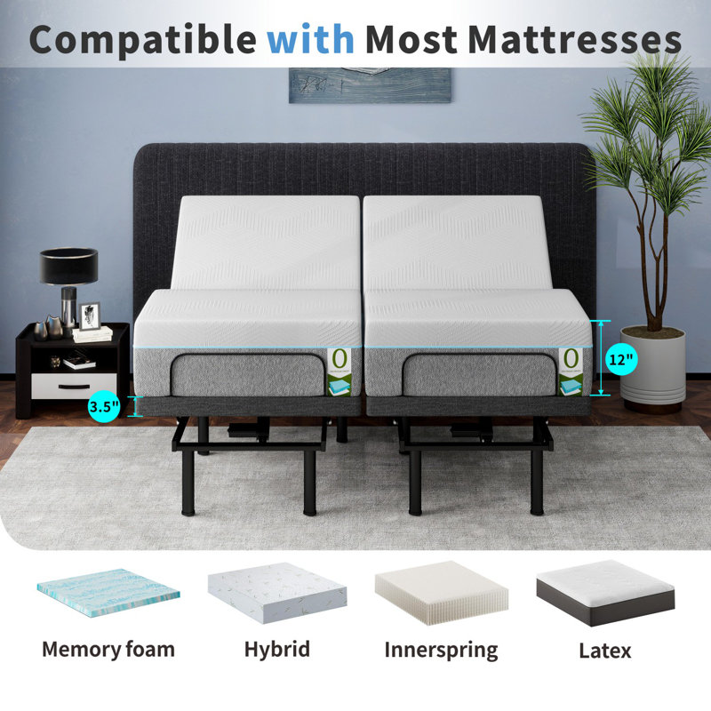 Comfort Adjustable Bed Base With Smart Presets & Quiet Motor – Universal Mattress Compatible, Split King