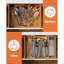 Grand organisateur de couverts en bambou - Organisateur de tiroir extensible pour ustensiles, couverts et couverts, solution de rangement de cuisine avec 6 à 8 fentes, naturel, 19,4 po x 13,1 po x 1,8 po
